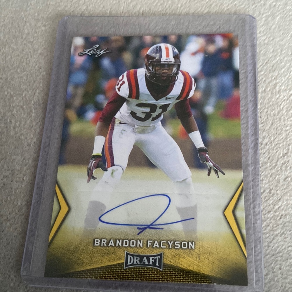 Brandon Facyson Autographed College Rookie Draft Football Card